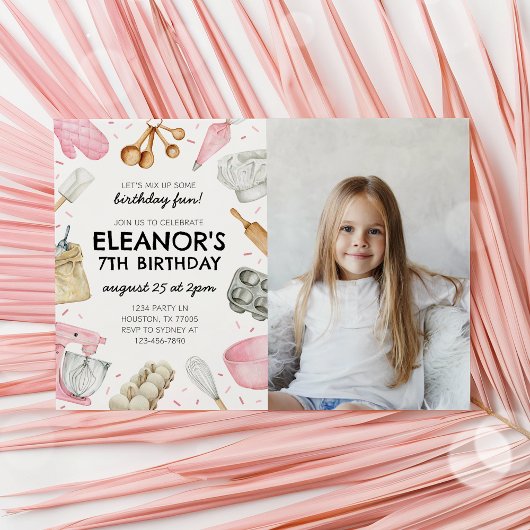 Uitnodiging voor bakken verjaardagsfoto Cupcake Ui