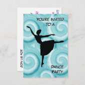 Uitnodiging voor Ballerina Dansfeest (Voorkant / Achterkant)