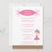 Uitnodiging voor ballerina-verjaardagsfeest voor j (Voorkant)