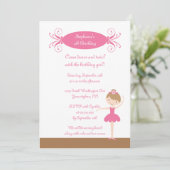 Uitnodiging voor ballerina-verjaardagsfeest voor j (Staand voorkant)