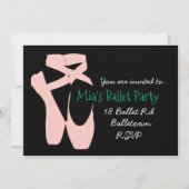 Uitnodiging voor balletmeisjes Ballerina (Voorkant)