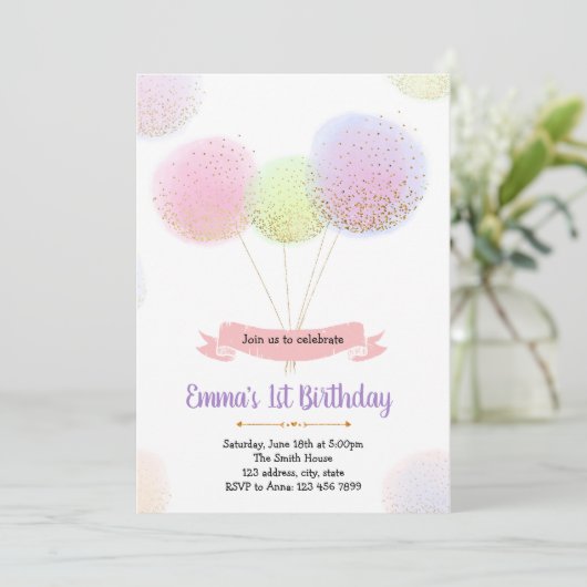 Uitnodiging voor ballonfeestdag (Staand voorkant)