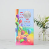 Uitnodiging voor ballonmuur van Birthday Party (Staand voorkant)