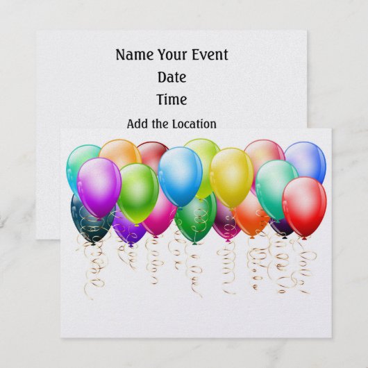 uitnodiging voor ballonnen (Voorkant / Achterkant)