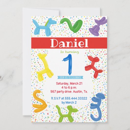 Uitnodiging voor ballonnen van eerstejaarsdieren (Voorkant)