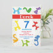 uitnodiging voor ballonnen van zeven jaar dieren (Staand voorkant)