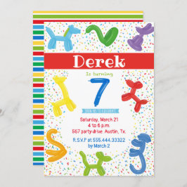 uitnodiging voor ballonnen van zeven jaar dieren