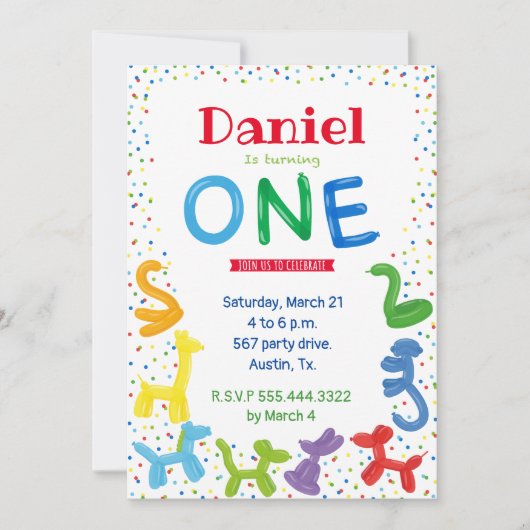 Uitnodiging voor ballonnen voor dieren van het eer (Voorkant)