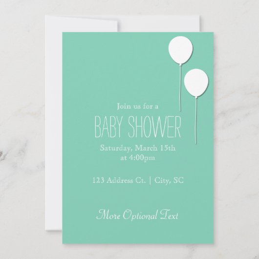 Uitnodiging voor Balloon Baby Boy (Achterkant)