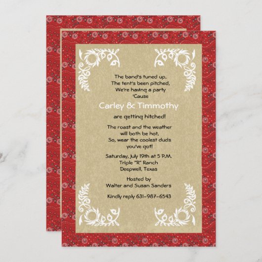 Uitnodiging voor Bandana Wedding (Voorkant / Achterkant)