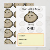 Uitnodiging voor Bao Dumpling Verjaardagsfeestje (Voorkant / Achterkant)