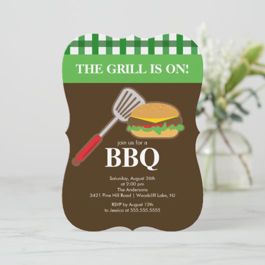 Uitnodiging voor barbecuefeesten (Staand voorkant)