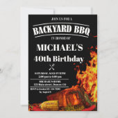 Uitnodiging voor Barbeque-verjaardag als achtergro (Voorkant)