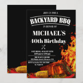 Uitnodiging voor Barbeque-verjaardag als achtergro (Voorkant / Achterkant)