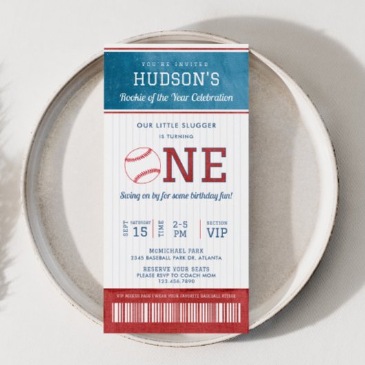 Uitnodiging voor Baseball Rookie 1e verjaardag