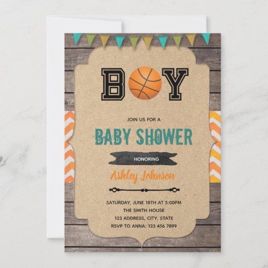 Uitnodiging voor Basketball baby shower (Voorkant)