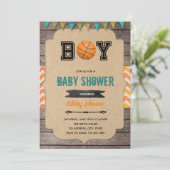 Uitnodiging voor Basketball baby shower (Staand voorkant)