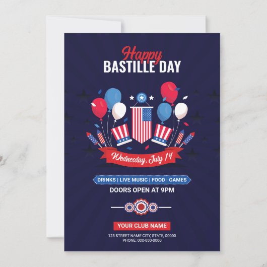 Uitnodiging voor Bastille Day Celebration Party Fl (Voorkant)