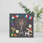 Uitnodiging voor Bastille Day Feest (Staand voorkant)