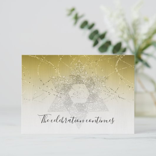 Uitnodiging voor Bat Mitzvah Gouden Ster Glitteren (Staand voorkant)