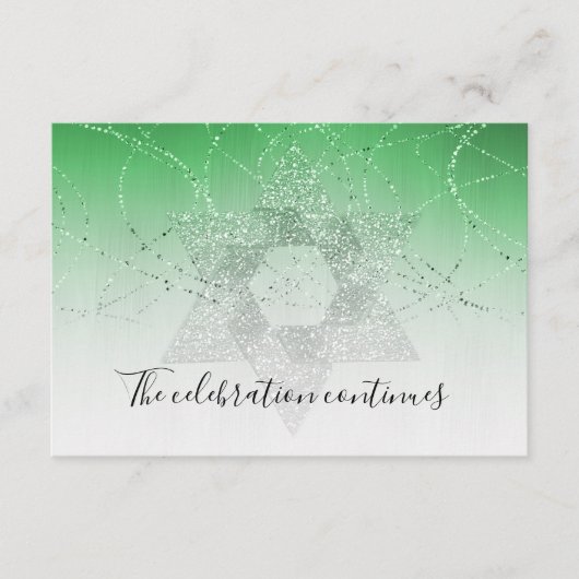 Uitnodiging voor Bat Mitzvah groene ster glinstere (Voorkant)