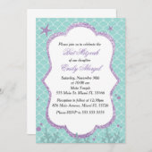 Uitnodiging voor Bat Mitzvah onder de zee paars tu (Voorkant / Achterkant)