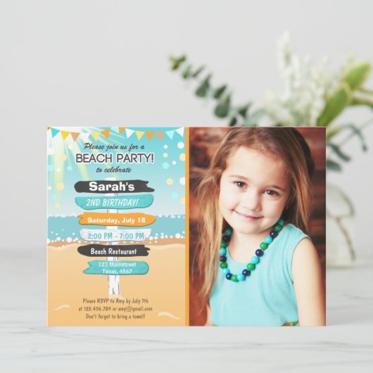 Uitnodiging voor batchvakantiebeach voor beach bea (Staand voorkant)