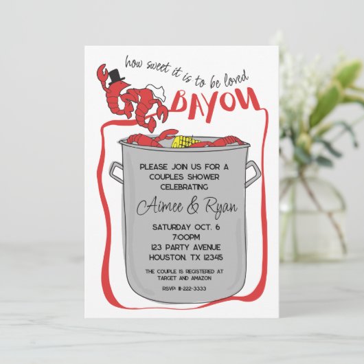 Uitnodiging voor Bayou Rivierkreeft Kookfeest (Staand voorkant)