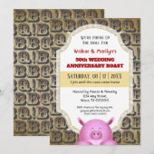 Uitnodiging voor BBQ-bruiloft jubileum varkensfees (Voorkant / Achterkant)