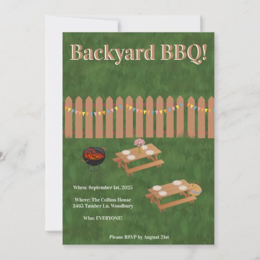 Uitnodiging voor BBQ-feest in de achtertuin (Voorkant)