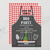 Uitnodiging voor BBQ-feest met schort (Voorkant / Achterkant)