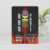 Uitnodiging voor BBQ-feest met vleesspiesjes (Staand voorkant)
