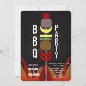 Uitnodiging voor BBQ-feest met vleesspiesjes (Voorkant)