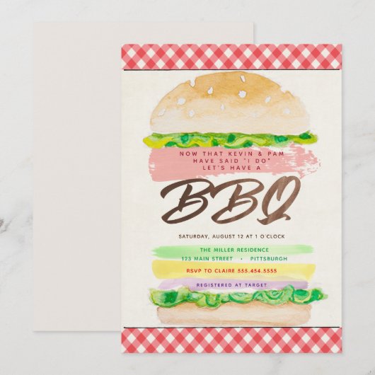 Uitnodiging voor BBQ-huwelijksfeest (Voorkant / Achterkant)