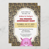 Uitnodiging voor BBQ-huwelijksjubileum varkensbarb (Voorkant / Achterkant)