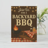 Uitnodiging voor BBQ in de achtertuin | Rustieke z (Staand voorkant)