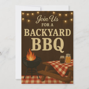 Uitnodiging voor BBQ in de achtertuin Rustieke z