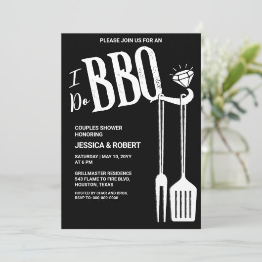 Uitnodiging voor BBQ Koppels Bruidsbadje (Staand voorkant)