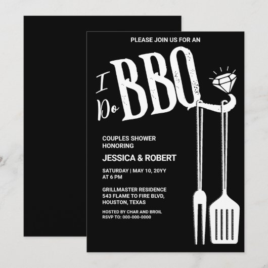 Uitnodiging voor BBQ Koppels Bruidsbadje (Voorkant / Achterkant)