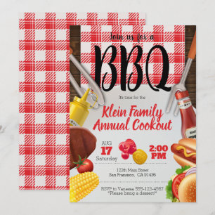 Uitnodiging voor BBQ of picknick voor koken buiten