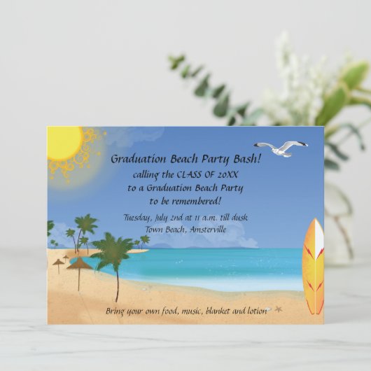 Uitnodiging voor beach scene (Staand voorkant)