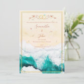 Uitnodiging voor Beach Theme Engagement Party (Staand voorkant)