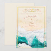 Uitnodiging voor Beach Theme Engagement Party (Voorkant / Achterkant)