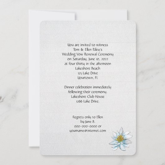 Uitnodiging voor Beach Wedding Vow Renewal-ceremon (Achterkant)