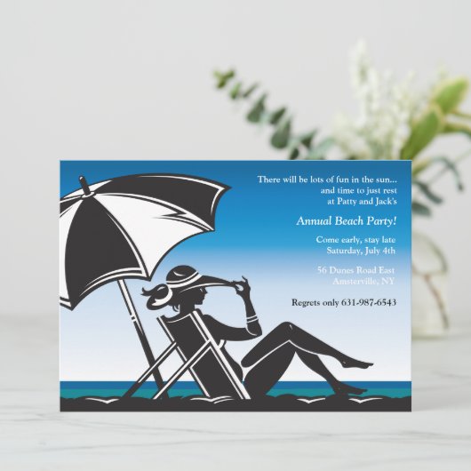 Uitnodiging voor Beachside Party (Staand voorkant)