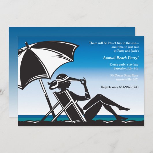 Uitnodiging voor Beachside Party (Voorkant / Achterkant)