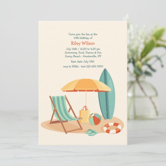 Uitnodiging voor Beachside Party (Staand voorkant)