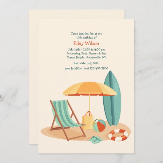 Uitnodiging voor Beachside Party (Voorkant / Achterkant)