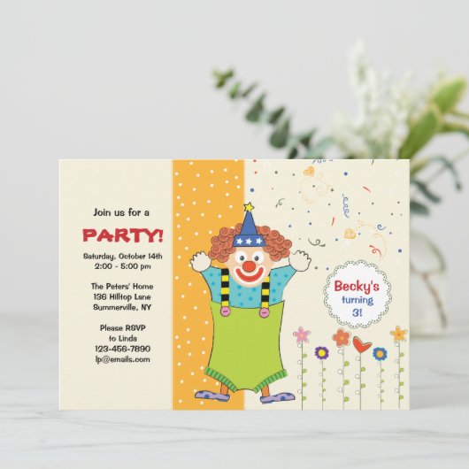 Uitnodiging voor Beaming Clown (Staand voorkant)