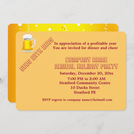 Uitnodiging voor bedrijfsfeest (Voorkant / Achterkant)